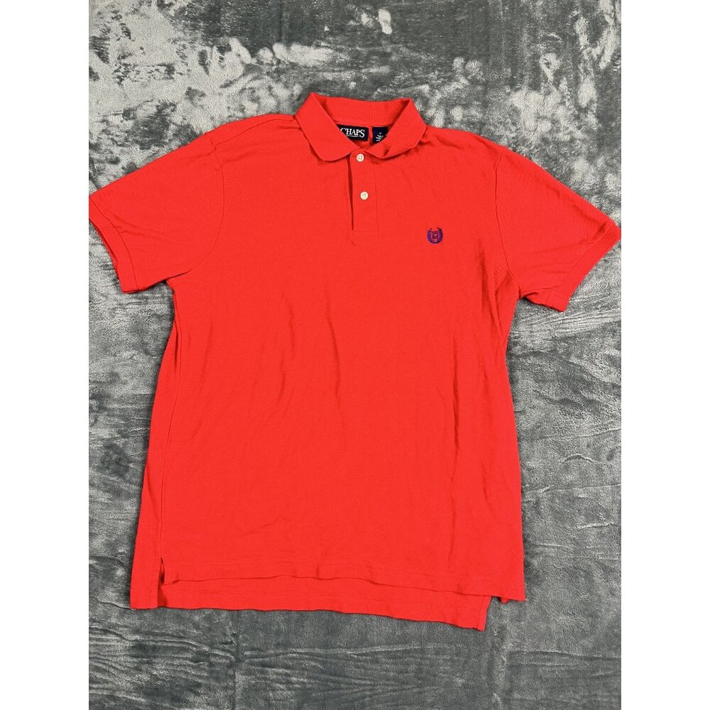 Chaps Mens Red Polo Shirt Short Sleeve Classic Fit Cotton Medium